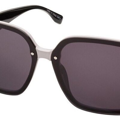 Gafas de sol - LE SQUARE - Estilo de cubierta XL en marco blanco y patillas negras con lentes gris oscuro.