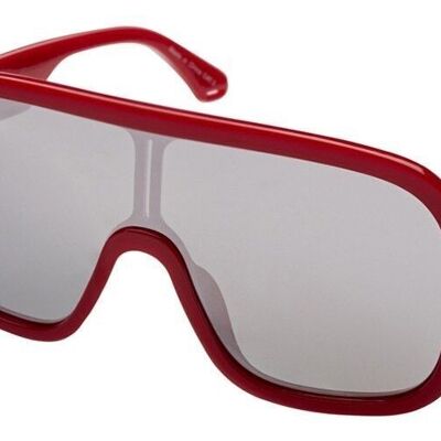 Gafas de sol - INVADER - Meta Visor en montura Fiery Red con lentes de espejo plateadas.