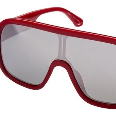 Sunglasses - INVADER - Meta Visor in Fiery Red frame with cool silver mirror lens.