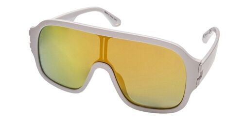 Sunglasses - INVADER - Meta Visor in ultra white frame with red revo mirror lens.
