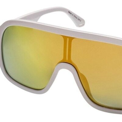 Sunglasses - INVADER - Meta Visor in ultra white frame with red revo mirror lens.