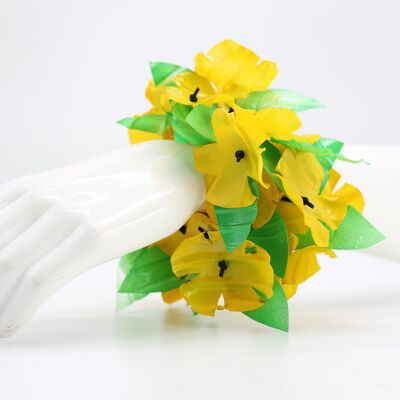 Aqua Poppy mit Green Leaf Armband - Gelb/Grün