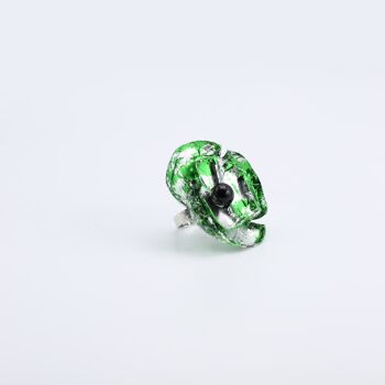 Bague Aqua Poppy Big - Doré à la main - Vert