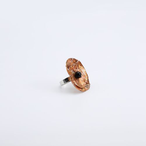 Aqua Poppy Small Ring - Hand gilded - Rose Gold