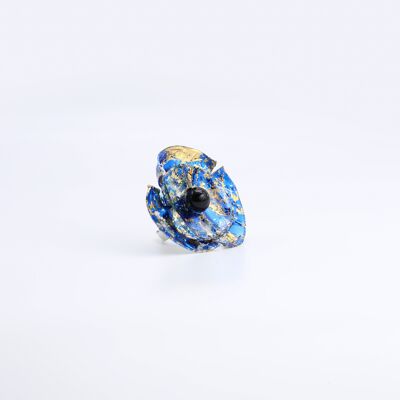 Aqua Poppy Kleiner Ring - Handvergoldet - Gold und Blau