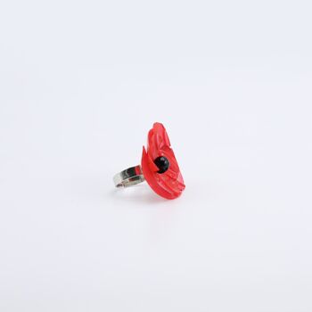 Petite bague Aqua Poppy - Peinte à la main - Rouge