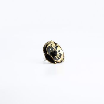 Petite Bague Aqua Poppy - Dorée à la main - Noir/Or