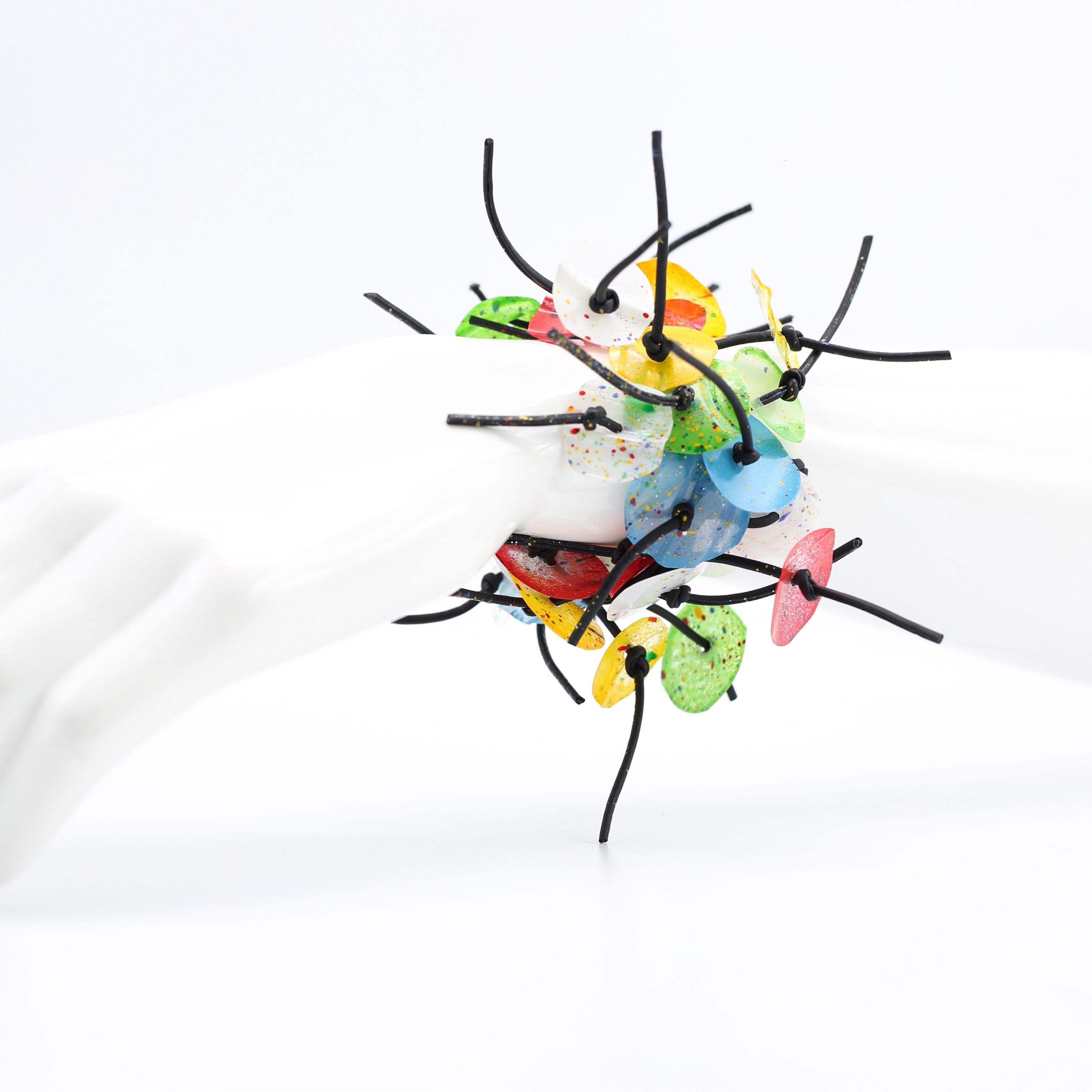 Aqua Water Lily Leaf Armband - handbemalt - mehrfarbig