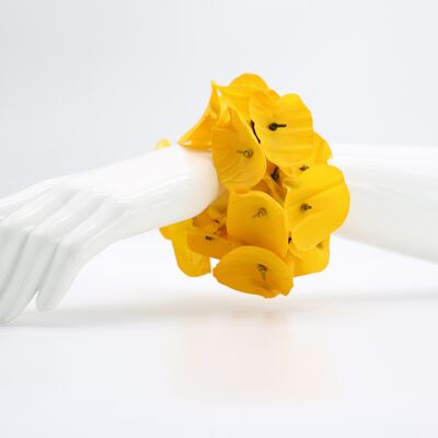 Big Aqua Water Lily Blatt Armband - handbemalt - gelb