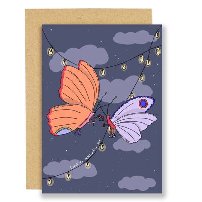 Carte d'anniversaire - Papillons sociaux