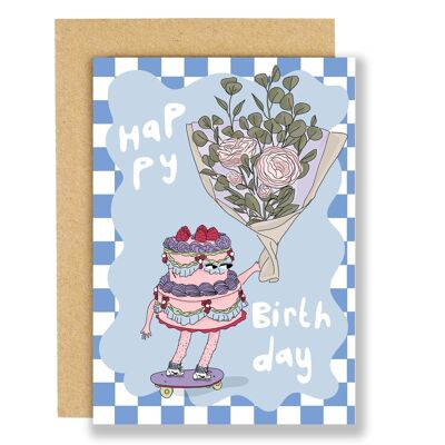 Geburtstagskarte - Kuchen auf Schlittschuhen