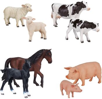 Mojo Edu Farm Toys Familles d'animaux de la ferme - 8 pièces