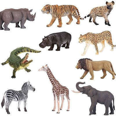 Mojo Edu Giocattoli della fauna Set di animali con ippopotamo - 10 pezzi