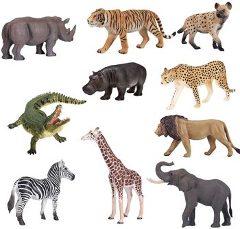Mojo Edu Wildlife toys Ensemble d'animaux avec hippopotame - 10 pièces