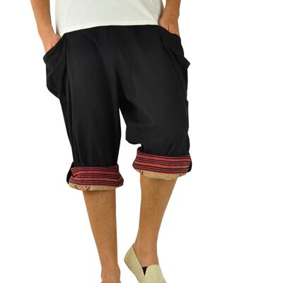 virblatt - short harem pants men | cotton | Summer trousers short trousers summer Aladdin trousers men shorts hippie 3/4 trousers men - generous black S-M