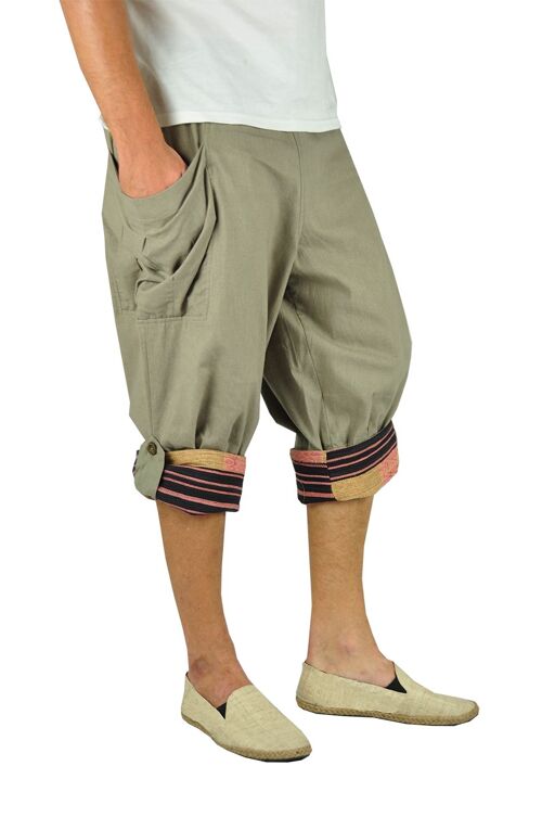 virblatt - Kurze Haremshose Herren | 100% Baumwolle | Sommerhose kurze Hose Sommer Aladinhose Herren Shorts Hippie 3/4 Hose Herren - Großzügig Tank S