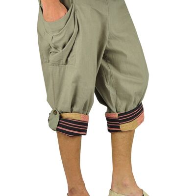 virblatt - pantaloni corti harem uomo | 100% cotone | Pantaloni estivi pantaloni corti estate Aladdin pantaloni uomo pantaloncini hippie 3/4 pantaloni uomo - canotta generosa S
