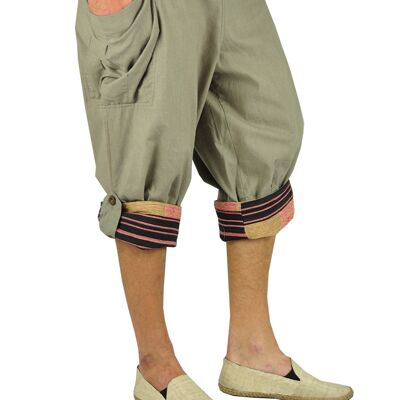 virblatt - pantalones bombachos cortos hombre | 100% algodón | Pantalones de verano pantalones cortos verano Aladdin pantalones hombres pantalones cortos hippie 3/4 pantalones hombres - generoso tanque L-XL