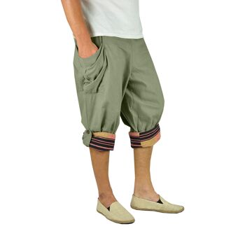 virblatt - sarouel court homme | 100% coton | Pantalon d'été pantalon court Pantalon d'été Aladdin homme Short Hippie Pantalon 3/4 homme - vert généreux L-XL 2