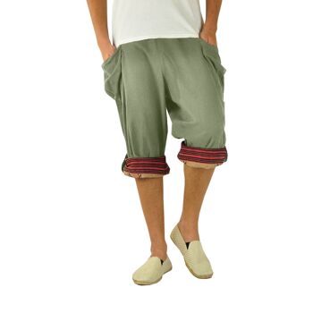 virblatt - sarouel court homme | 100% coton | Pantalon d'été pantalon court Pantalon d'été Aladdin homme Short Hippie Pantalon 3/4 homme - vert généreux L-XL 4