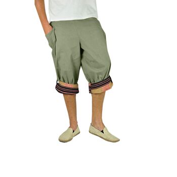 virblatt - sarouel court homme | 100% coton | Pantalon d'été pantalon court Pantalon d'été Aladdin homme Short Hippie Pantalon 3/4 homme - vert généreux L-XL 5