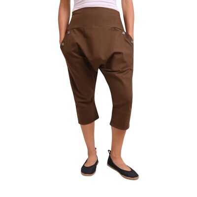 virblatt - sarouel femme court | coton | Pantalon Aladdin court bloomer femme sarouel court pantalon aéré femme 3/4 hippie - time out L-XL marron