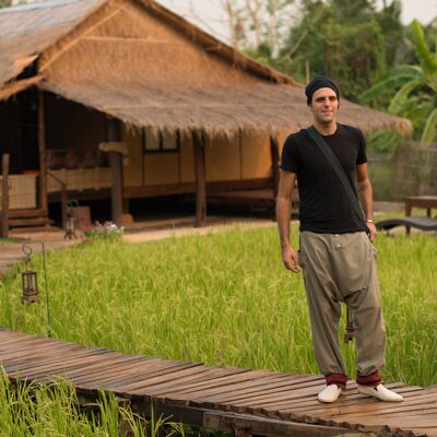 virblatt - sarouel homme | 100% coton | Pantalon Aladdin pantalon d'été léger homme pantalon Goa pantalon de yoga homme bloomer hippie - Freudentanz L-XL ta