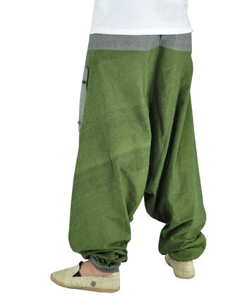 virblatt - sarouel femme | 100% coton | Goa pantalon bloomer femme Aladdin pantalon hippie pantalon femme tissu pantalon été pantalon - estampage robe S-M vert 5