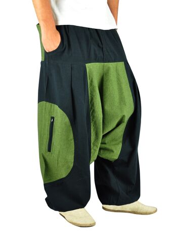 virblatt - sarouel homme | 100% coton | Aladdin pantalon homme Goa pantalon bloomers été pantalon homme hippie vêtements - ciel L-XL vert 5