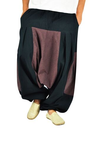 virblatt - sarouel femme | 100% coton | Pantalon de yoga bloomer femme sarouel Goa pantalon hippie pantalon hippie vêtements - eau S-M noir 1
