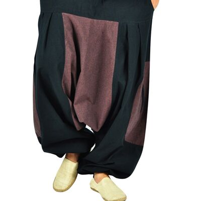 virblatt - pantalones harem mujer | 100% algodón | Pantalones de yoga bombachos de mujer pantalones harem pantalones Goa pantalones hippie ropa hippie - agua S-M negro