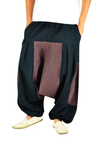 virblatt - sarouel femme | 100% coton | Pantalon de yoga bloomer femme sarouel Goa pantalon hippie pantalon hippie vêtements - eau S-M noir 3