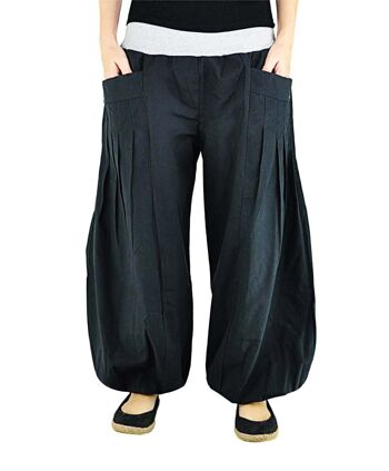 virblatt - sarouel femme | 100% coton | Pantalons de yoga bloomers pour femmes sarouel Aladdin pantalon hippie vêtements indie - yoga time M-XL noir 3