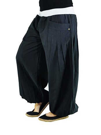 virblatt - sarouel femme | 100% coton | Pantalons de yoga bloomers pour femmes sarouel Aladdin pantalon hippie vêtements indie - yoga time M-XL noir 4