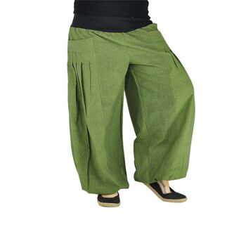 virblatt - sarouel femme | 100% coton | Pantalons de yoga bloomers pour femme sarouel Aladdin Pantalon hippie vêtements indie - yoga time M-XL vert 2