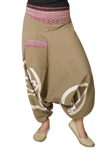 virblatt - Pantalon Aladdin femme | 100% coton | Goa pantalon sarouel femme pantalon d'été léger hippie bloomer femme - surtout débardeur S/M 1