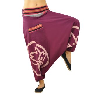 virblatt - Pantalon Aladdin femme | 100% coton | Goa pantalon sarouel femme pantalon d'été léger hippie bloomer femme - surtout S/M berry 3