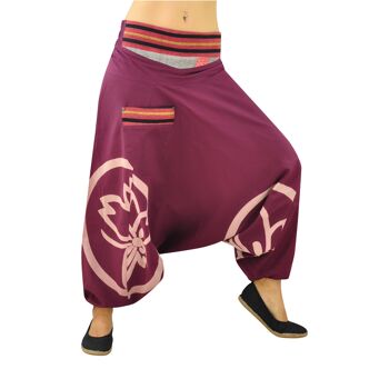 virblatt - Pantalon Aladdin femme | 100% coton | Goa pantalon sarouel femme pantalon d'été léger hippie bloomer femme - surtout S/M berry 4