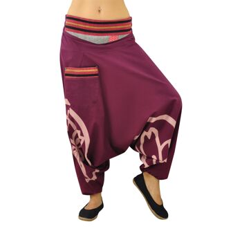 virblatt - Pantalon Aladdin femme | 100% coton | Goa pantalon sarouel femme pantalon d'été léger hippie bloomer femme - surtout S/M berry 5