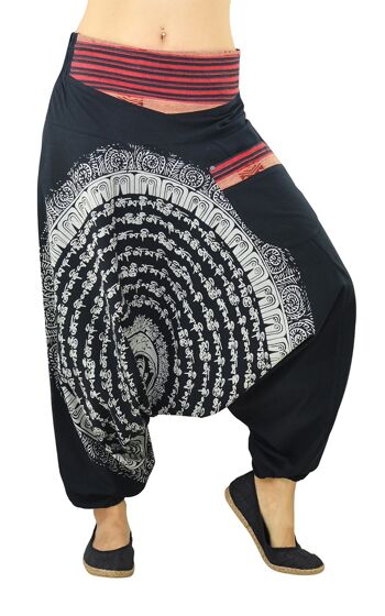 virblatt - sarouel homme | 100% coton | Pantalon de yoga homme Aladdin pantalon hippie pantalon d'été - Nirvana noir L/XL noir 3