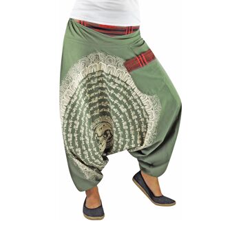 virblatt - Pantalon Aladdin femme | 100% coton | Goa pantalon sarouel femme bloomer sarouel hippie été pantalon femme - Nirvana S/M vert 2