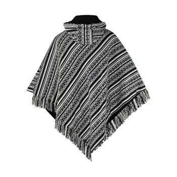 virblatt - Poncho homme | 100% coton | Poncho Hiver Népal Veste | fonction de tournage | Poncho en tissu à capuche Jerga Baja - Abajo XXL noir 4