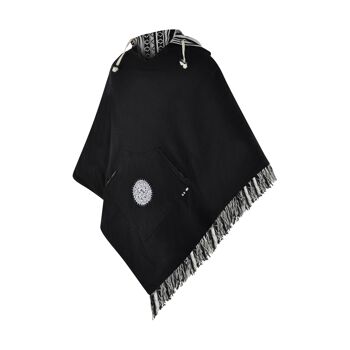 virblatt - Poncho homme | 100% coton | Poncho Hiver Népal Veste | fonction de tournage | Poncho en tissu à capuche Jerga Baja - Abajo XXL noir 7