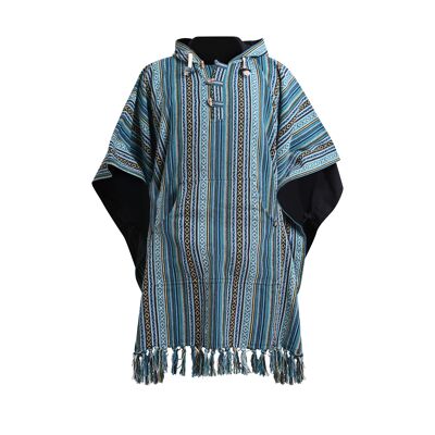 virblatt - Men's Poncho | 100% cotton | Poncho Winter Nepal Jacket | turning function | Jerga Hoodie fringed poncho blanket poncho - Arriba green S-M