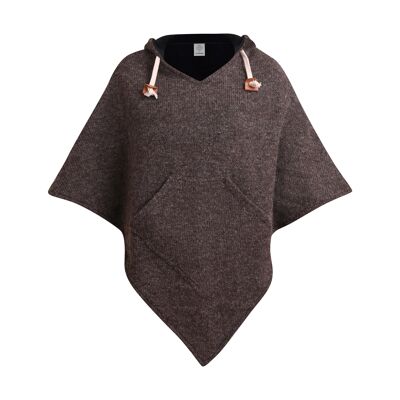 virblatt - Women's Poncho | Wool & polar fleece | Nepal Jacket Jerga Hoodie | turning function | Alpaca Wool - Abajo Wool S-M brown