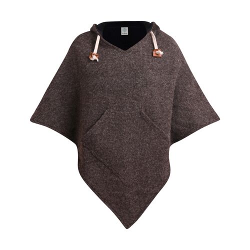 virblatt - Poncho Herren | Wolle & Polarfleece | Nepal Jacke Jerga Hoodie | Wendefunktion | Alpaca Wool - Abajo Wolle XXL braun