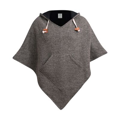 virblatt - Men's Poncho | Wool & polar fleece | Nepal Jacket Jerga Hoodie | turning function | Alpaca Wool - Abajo Wool L-XL grey