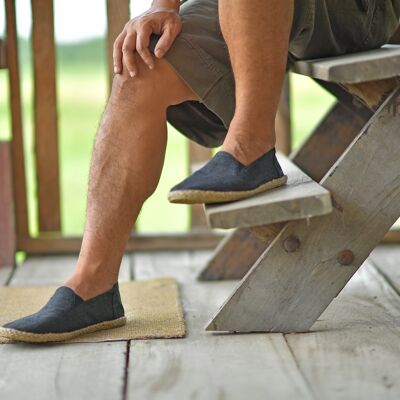 virblatt - Alpargatas Hombre | 100% cáñamo | Zapatos de verano alpargatas de hombre zapatillas de hombre zapatos de tela zapatos casuales sin cordones - cómodos 41 negro