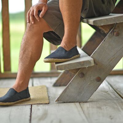 virblatt - Espadrilles Homme | 100% chanvre | Chaussures d'été espadrilles pour hommes pantoufles pour hommes chaussures en tissu chaussures décontractées à enfiler - confortables 41 noir