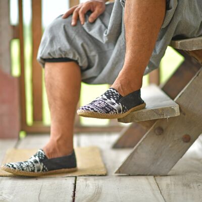 virblatt - Espadrilles Men | 100% hemp | Summer shoes men's espadrilles men's slippers fabric shoes leisure shoes - Lässig 40 black